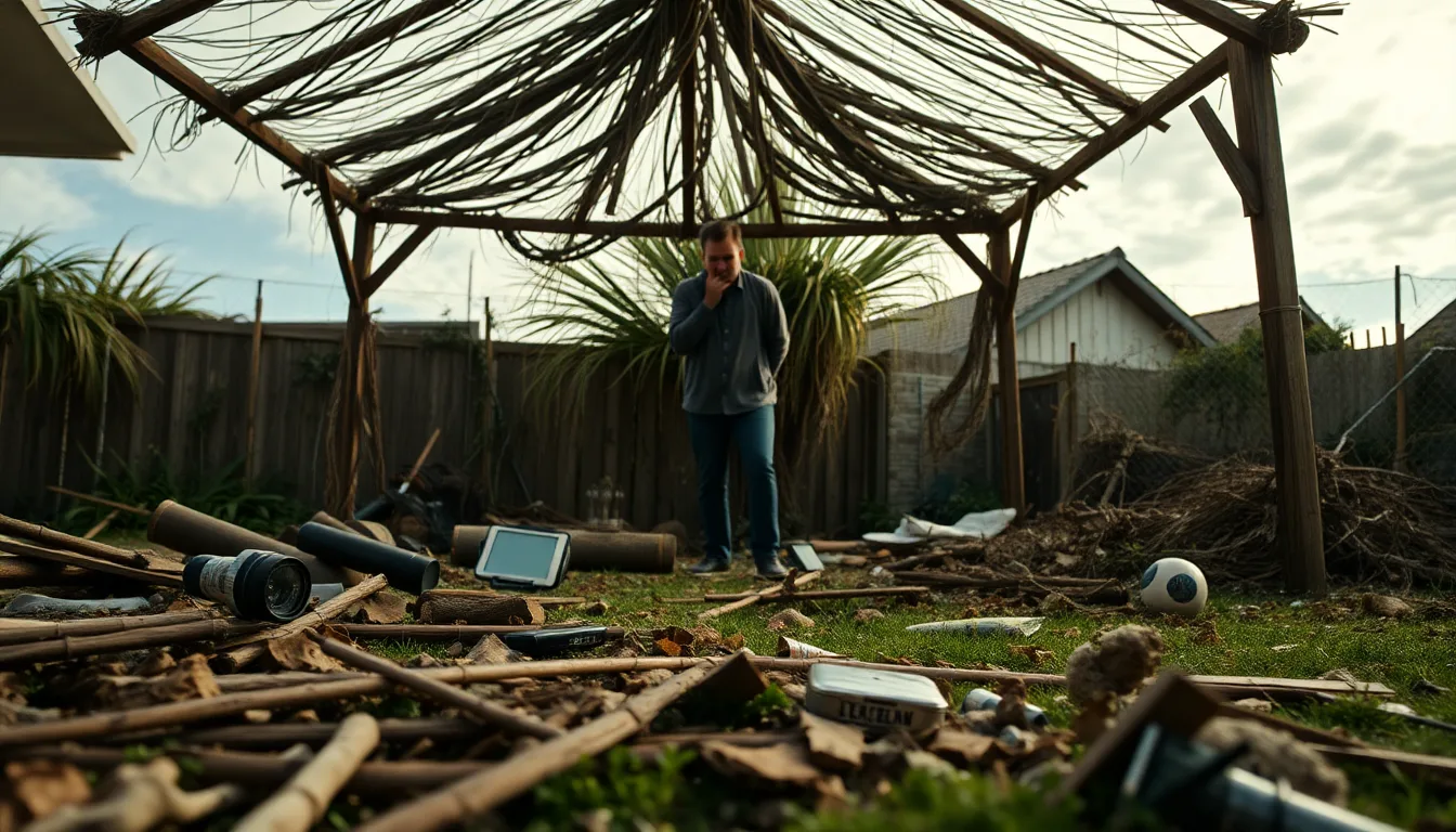 Abri de jardin détruit par le vent