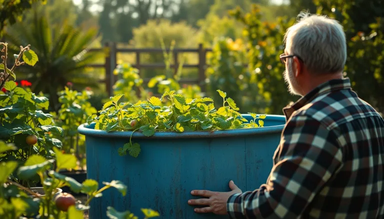 Une bâche de piscine utilisée comme élément de jardinage créatif.