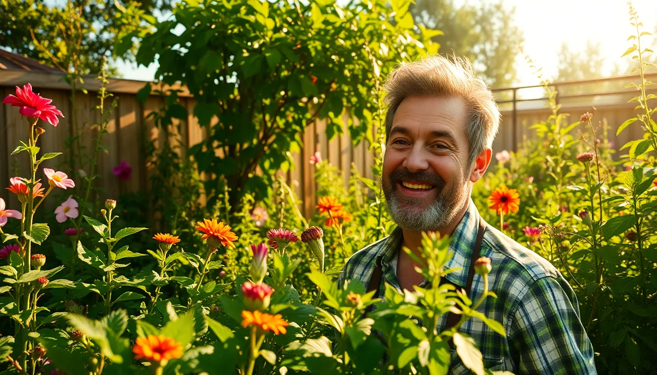 Une personne arrosant des plantes dans un jardin résistant à la chaleur avec une astuce inhabituelle visible.