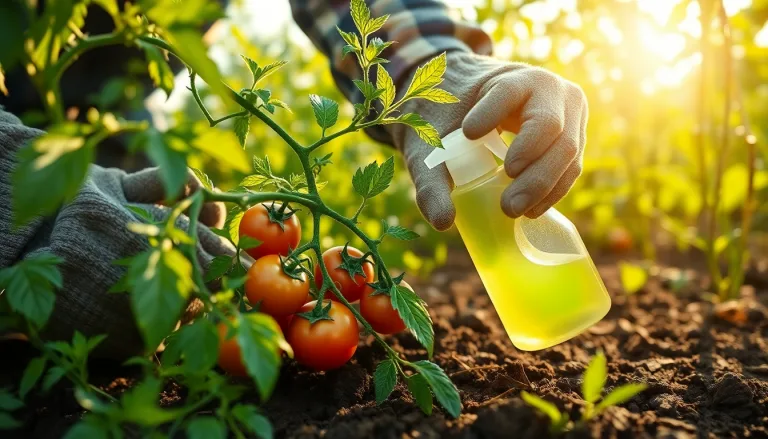Plants de tomates sains et vigoureux avec une mention de remède naturel