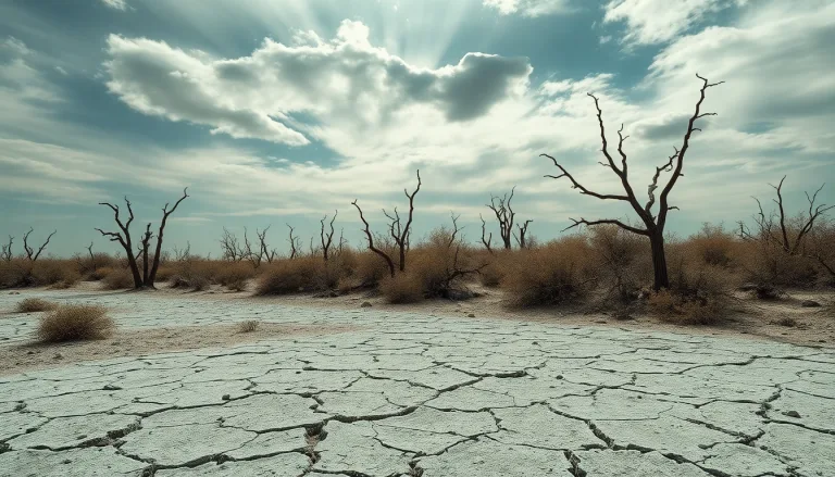 Sol extérieur transformé en ciment par une sécheresse extrême.