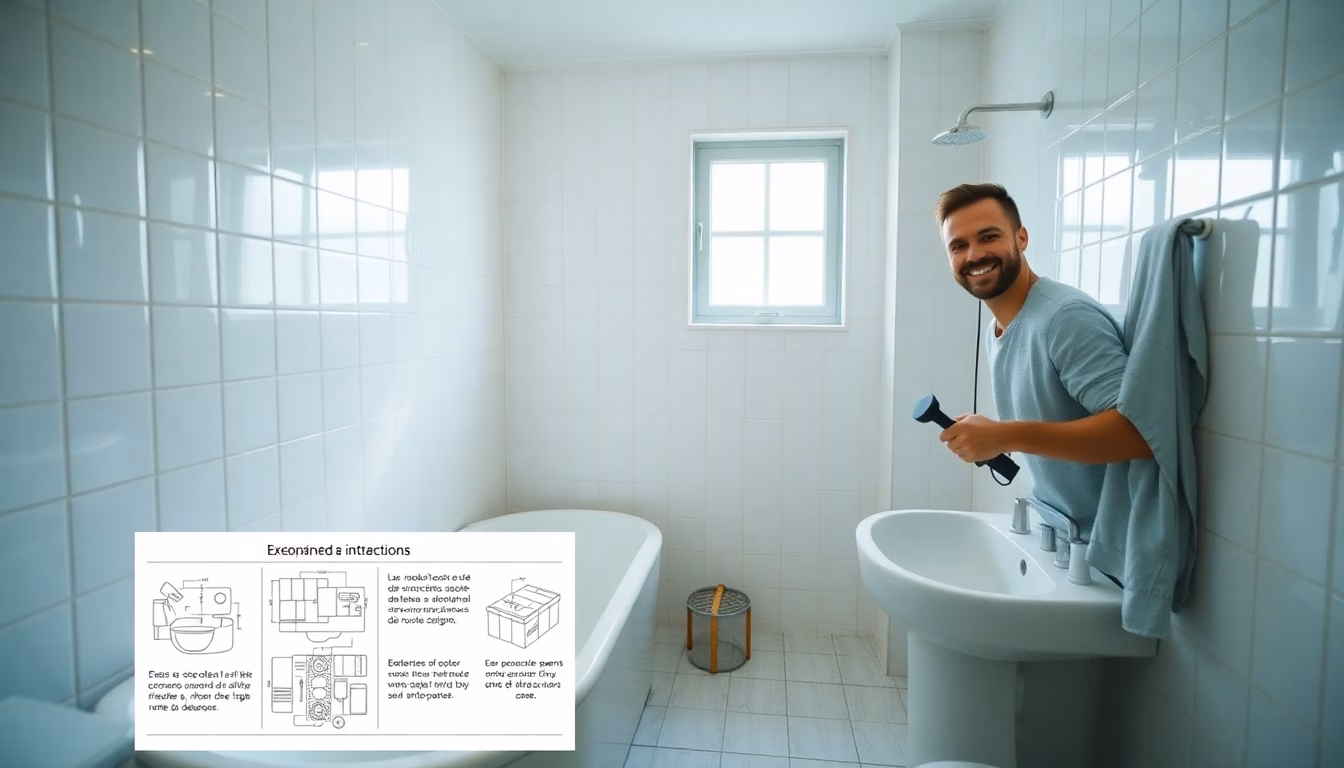 Salle de bain moderne avec une nouvelle douche spacieuse et élégante