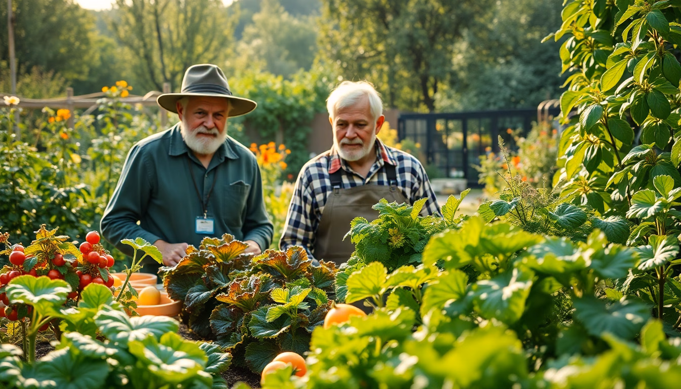 Un potager luxuriant couvert de rosée