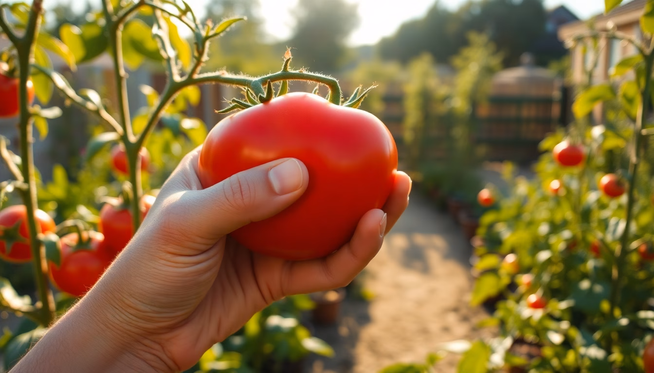 Gros plan sur des tomates mûres dans un jardin en fin de saison