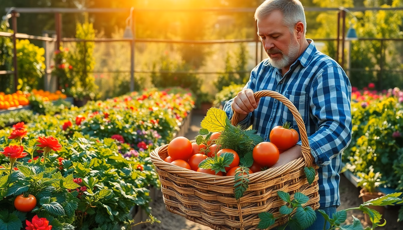 Un potager luxuriant avec des légumes mûrs