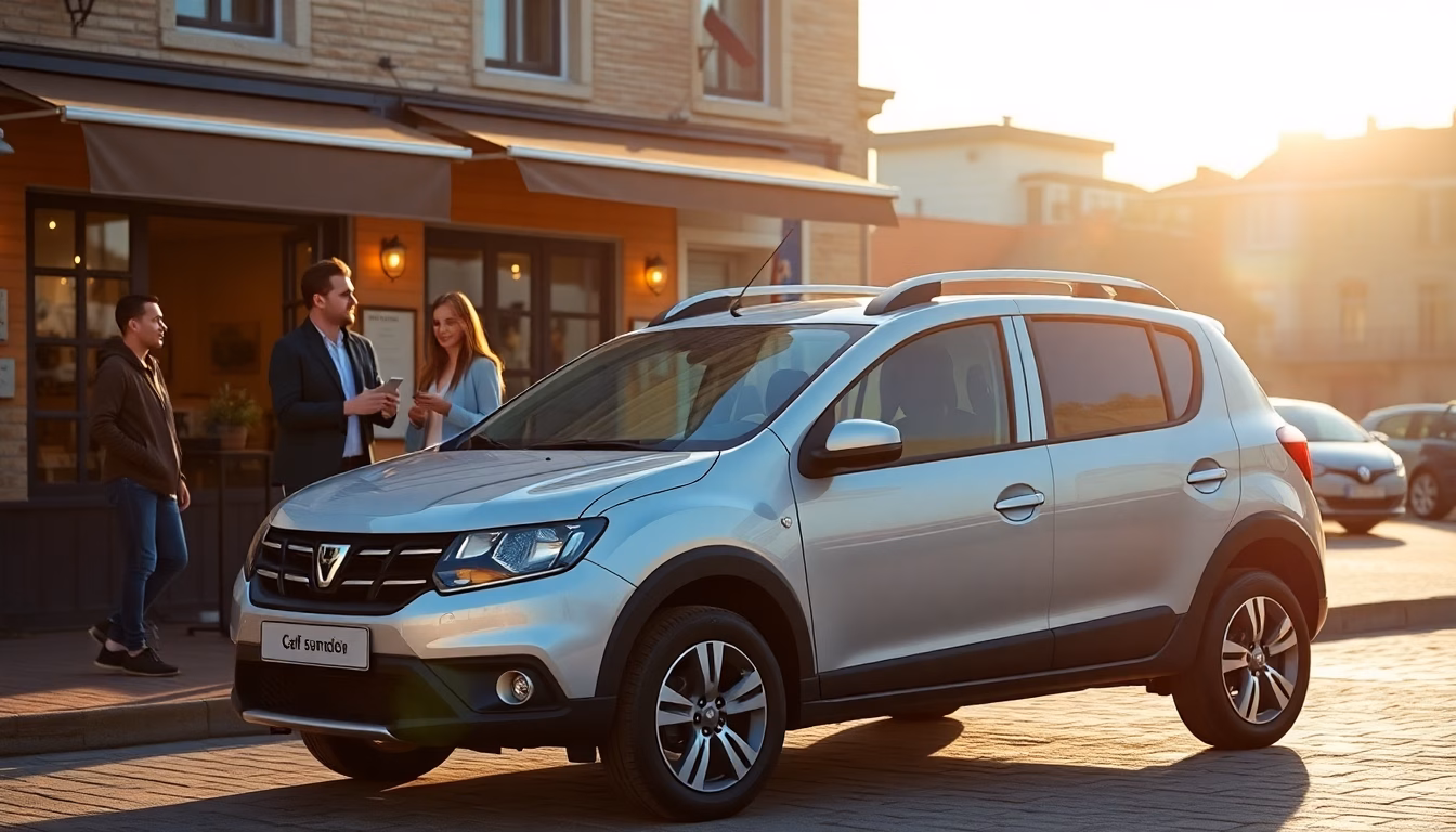 Vue dynamique d'une Dacia Sandero en mouvement