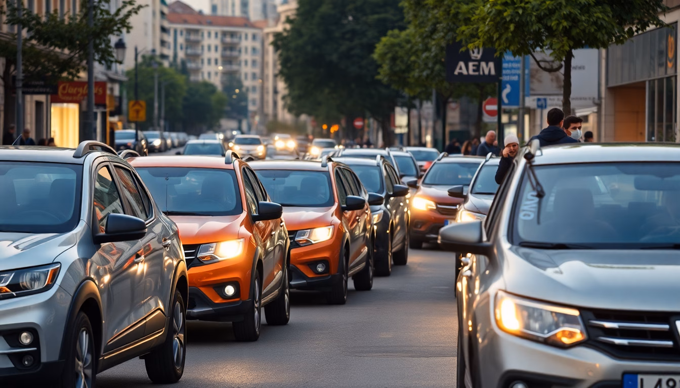 Photo d'un modèle de voiture Dacia avec un panneau indiquant un prix attractif.
