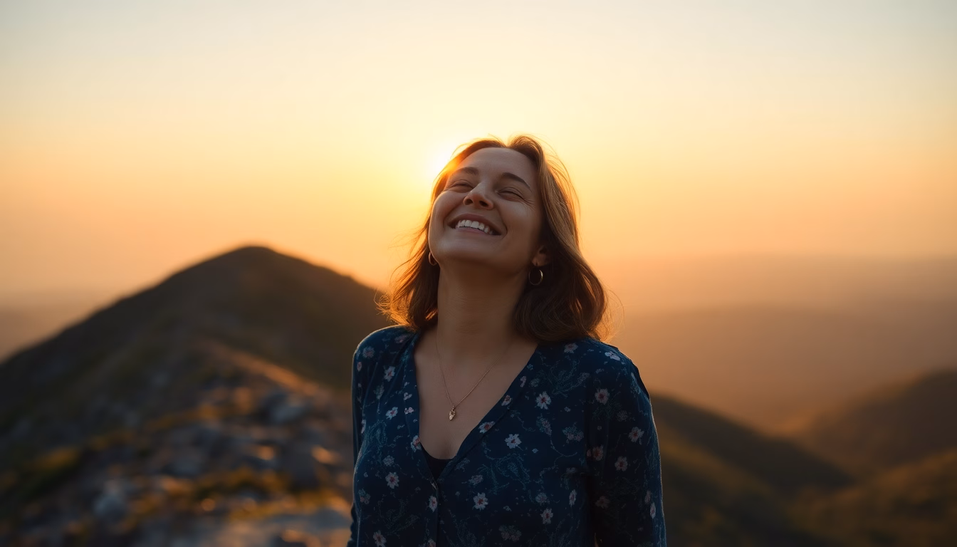 Femme pratiquant le yoga au lever du soleil