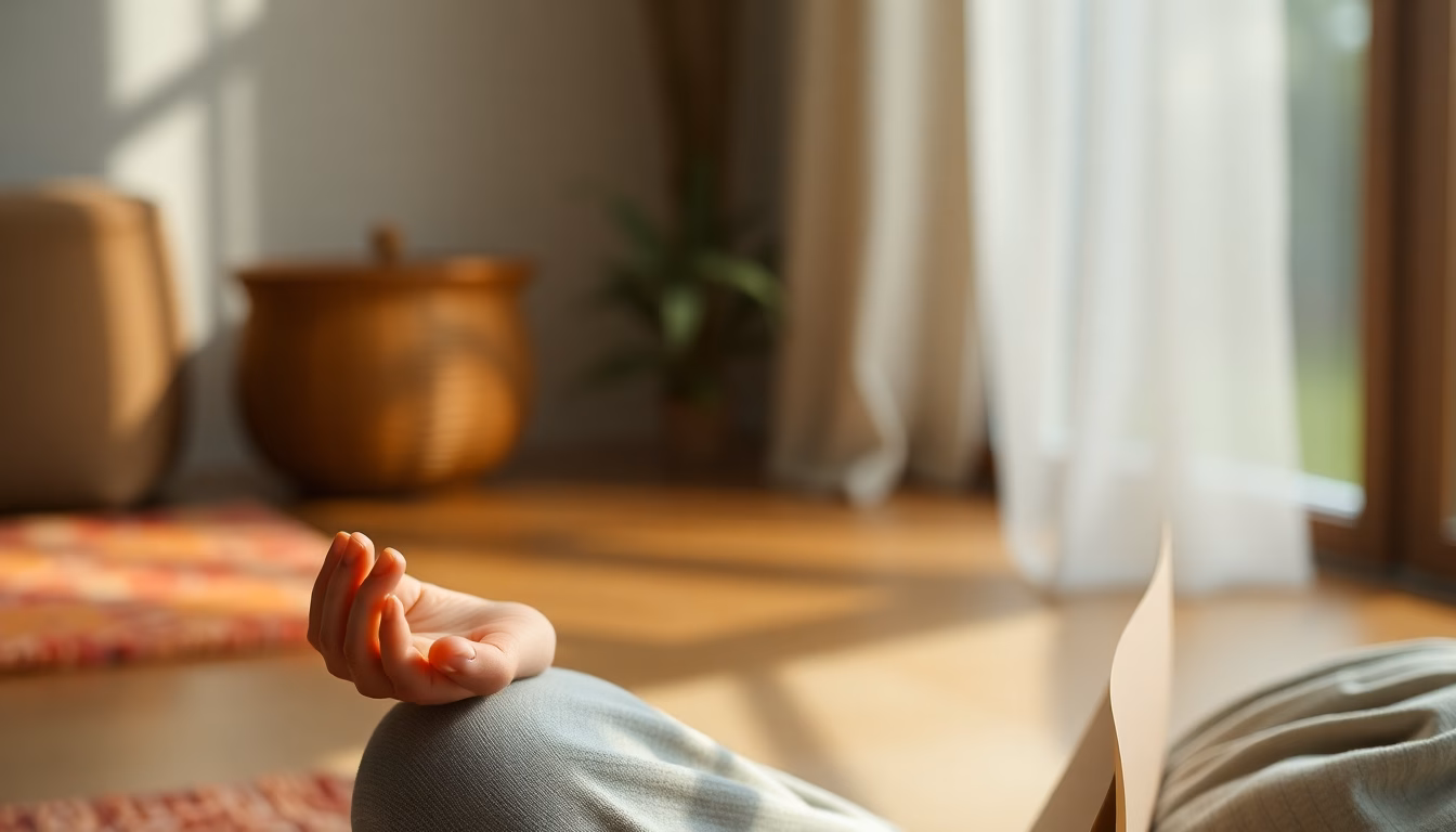 Personne méditant dans un paysage naturel