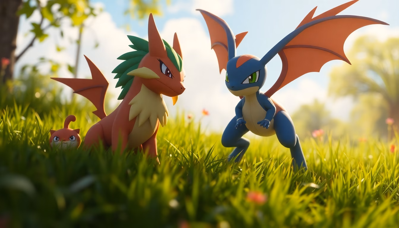 personnages Pokémon Legends Z-A décor futuriste