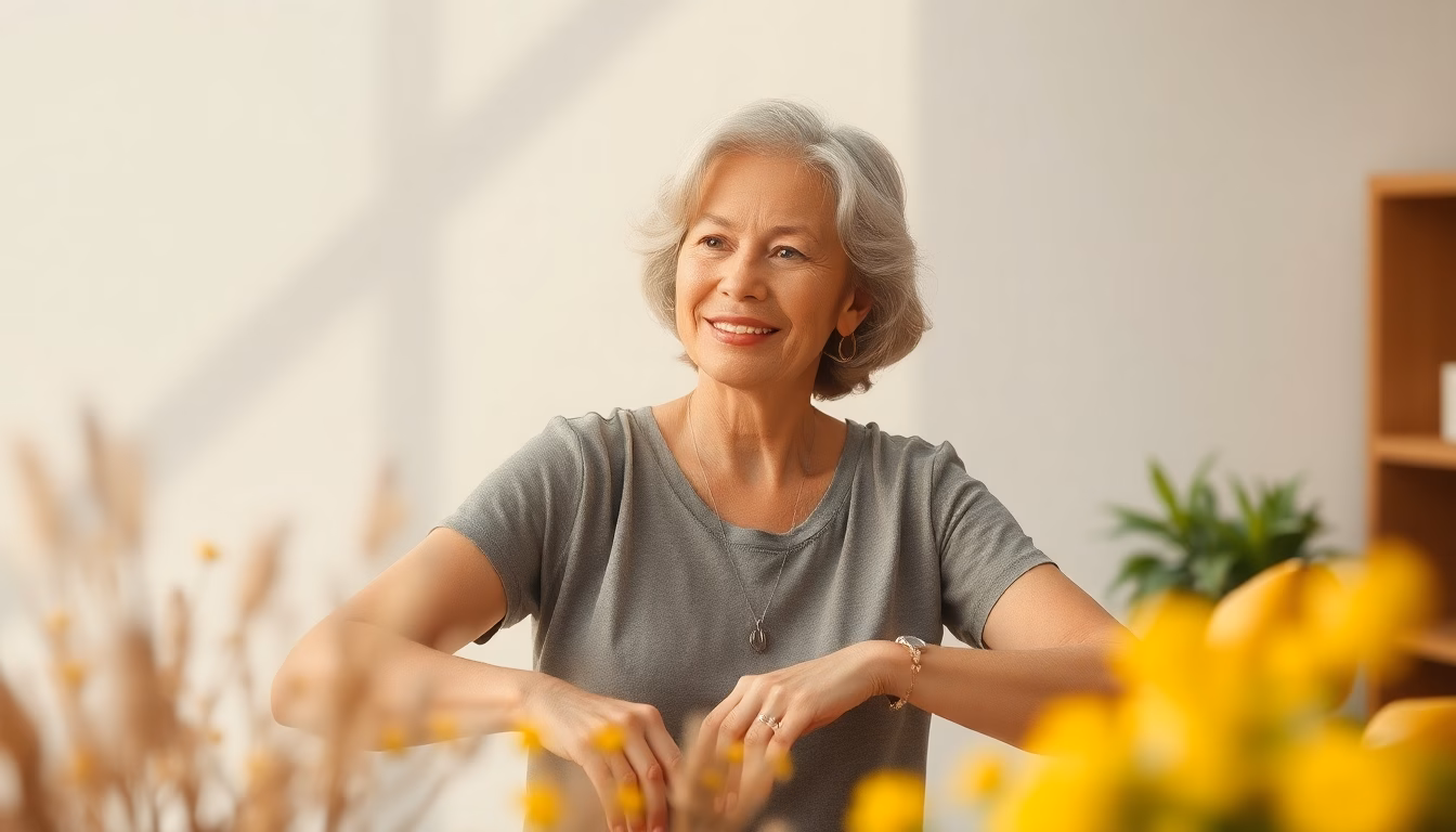 Christine Bravo souriante entourée de fleurs