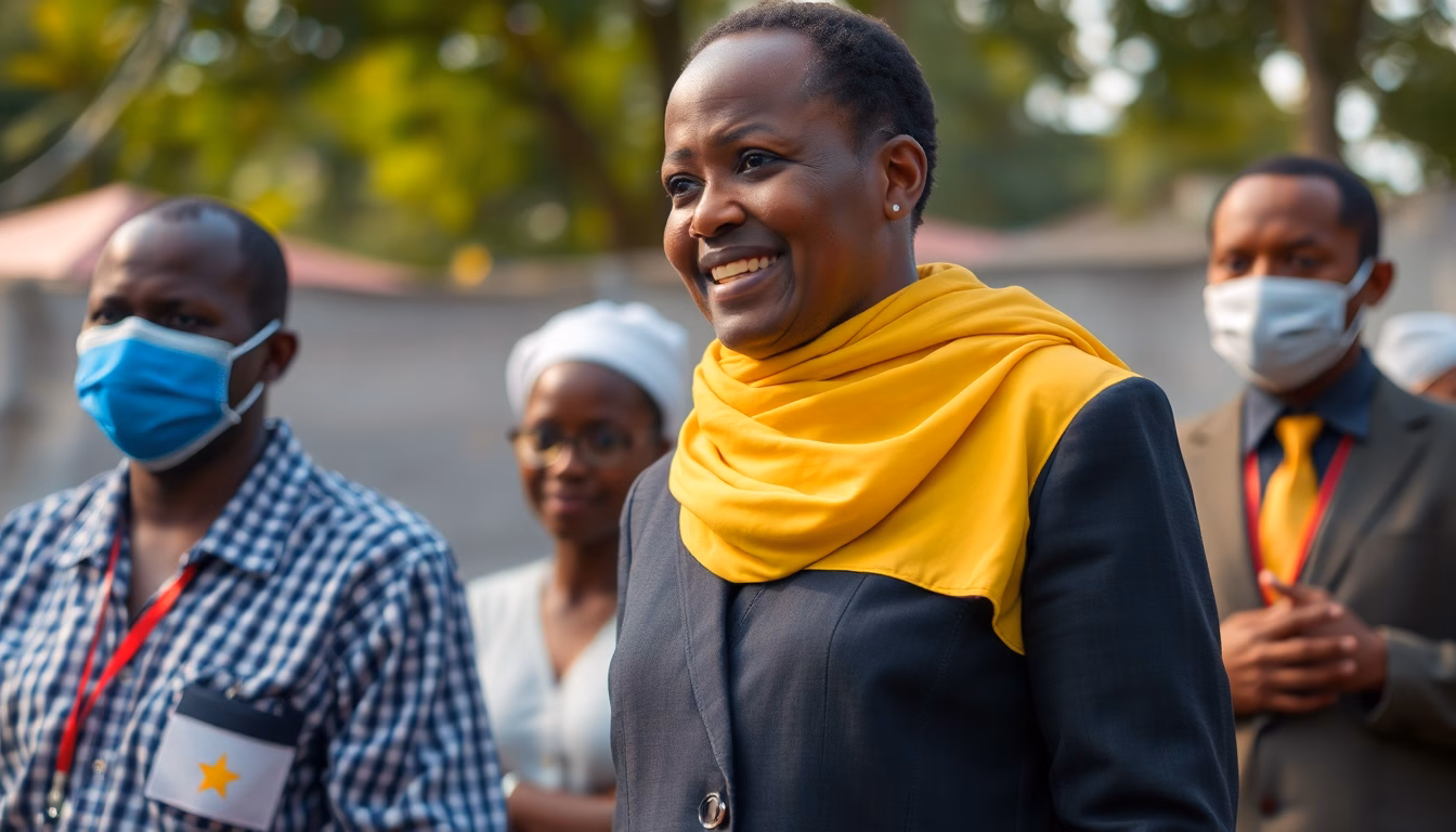Urne de vote et drapeau du Cameroun