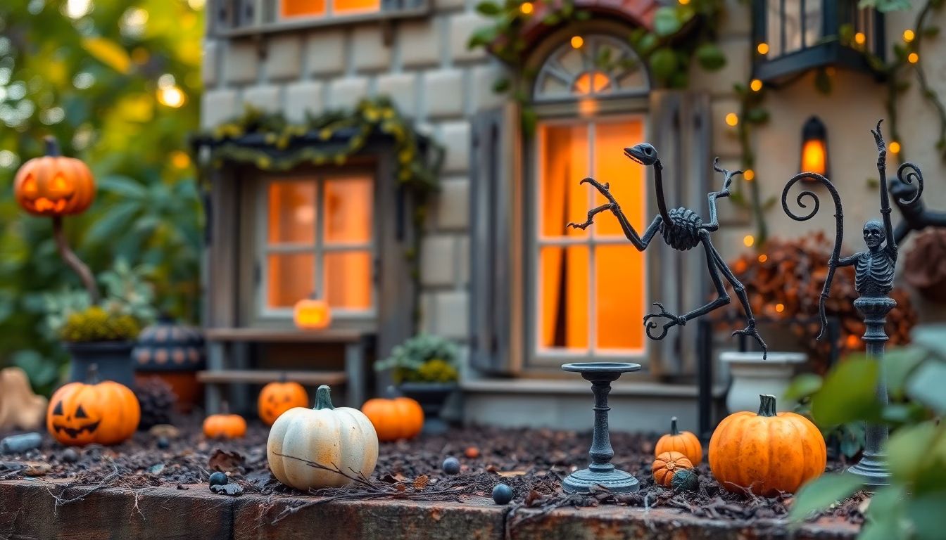 maison décorée halloween lumières effrayantes