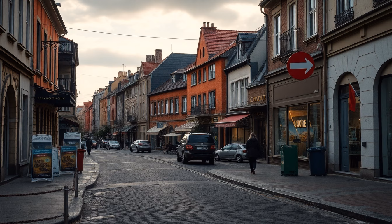 Vue aérienne d'une ville avec un point lumineux central