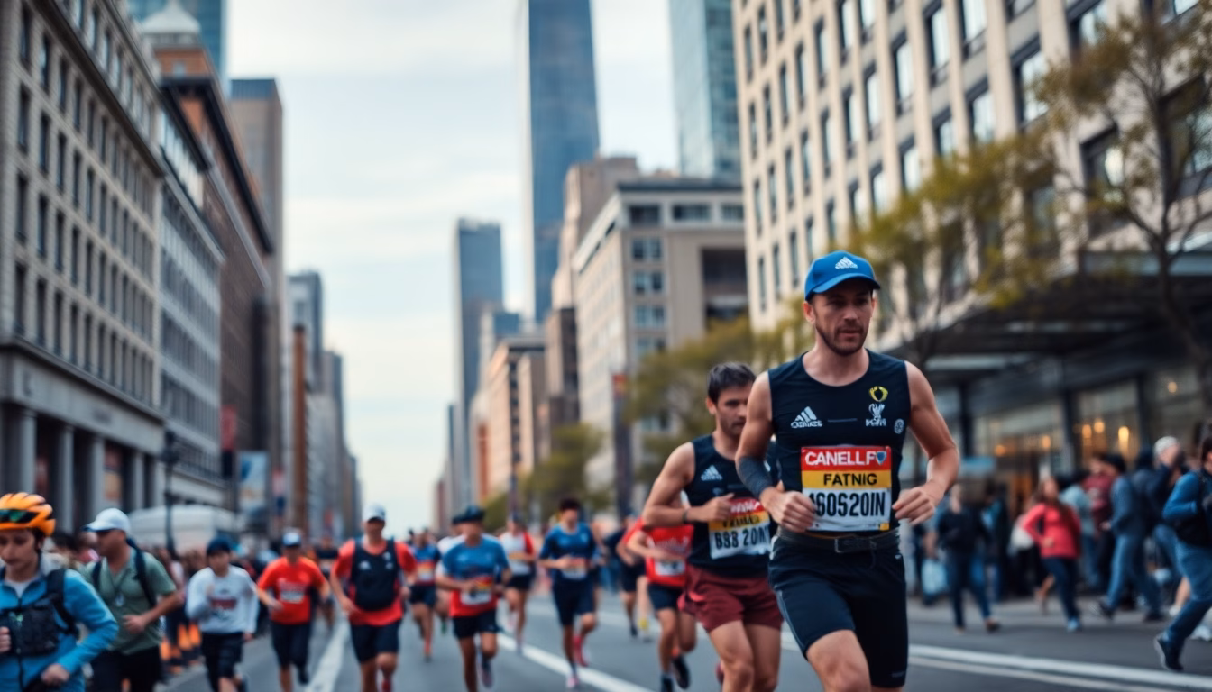 coureurs sur le pont de Brooklyn