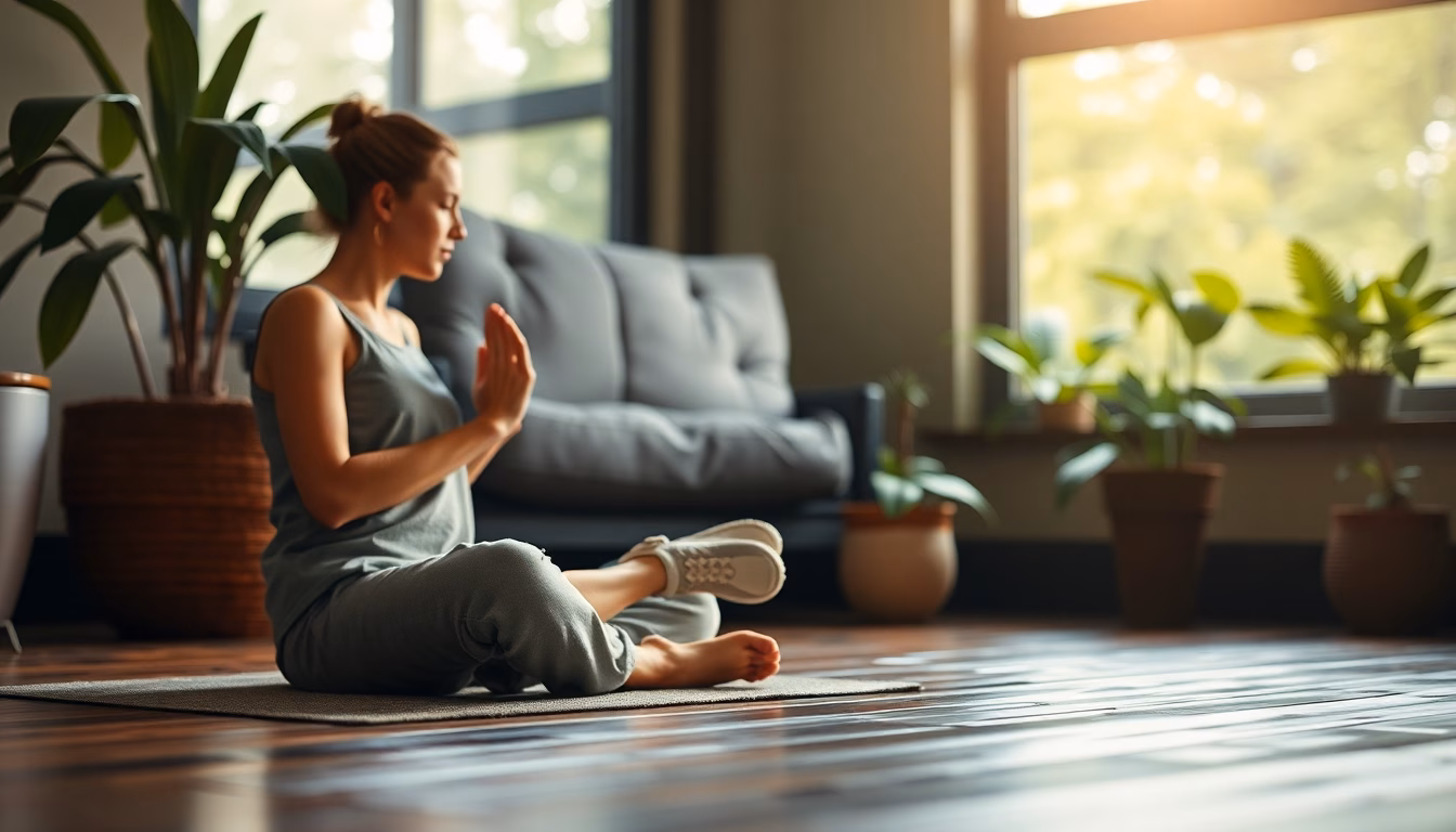 femme méditant dans la nature