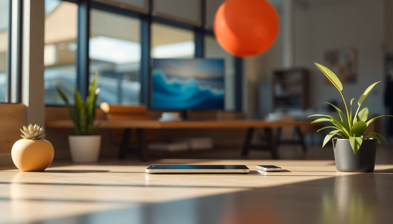 Utilisation d'un iPhone avec icônes futuristes