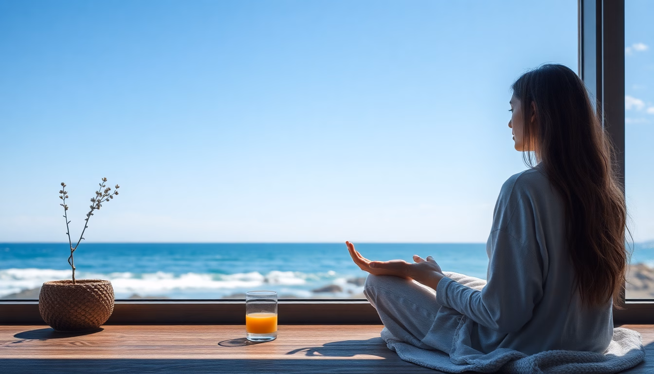 personne méditant dans un jardin