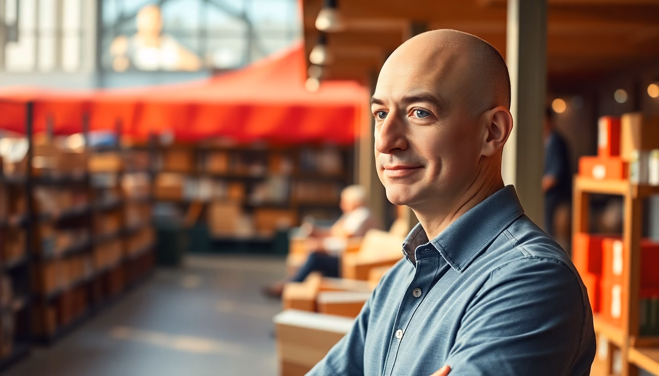 Jeff Bezos et le logo Amazon